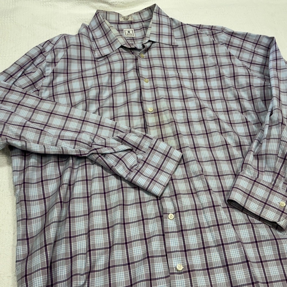 Peter Millar Mens XL Plaid Button Down Long Sleeve Shirt Blue Purple Casual - Picture 5 of 8